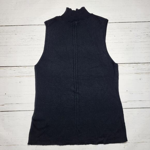 Madewell Merino Wool Silk Sweater Tank Sleeveless Top Mockneck Black Soft XL - Picture 4 of 8